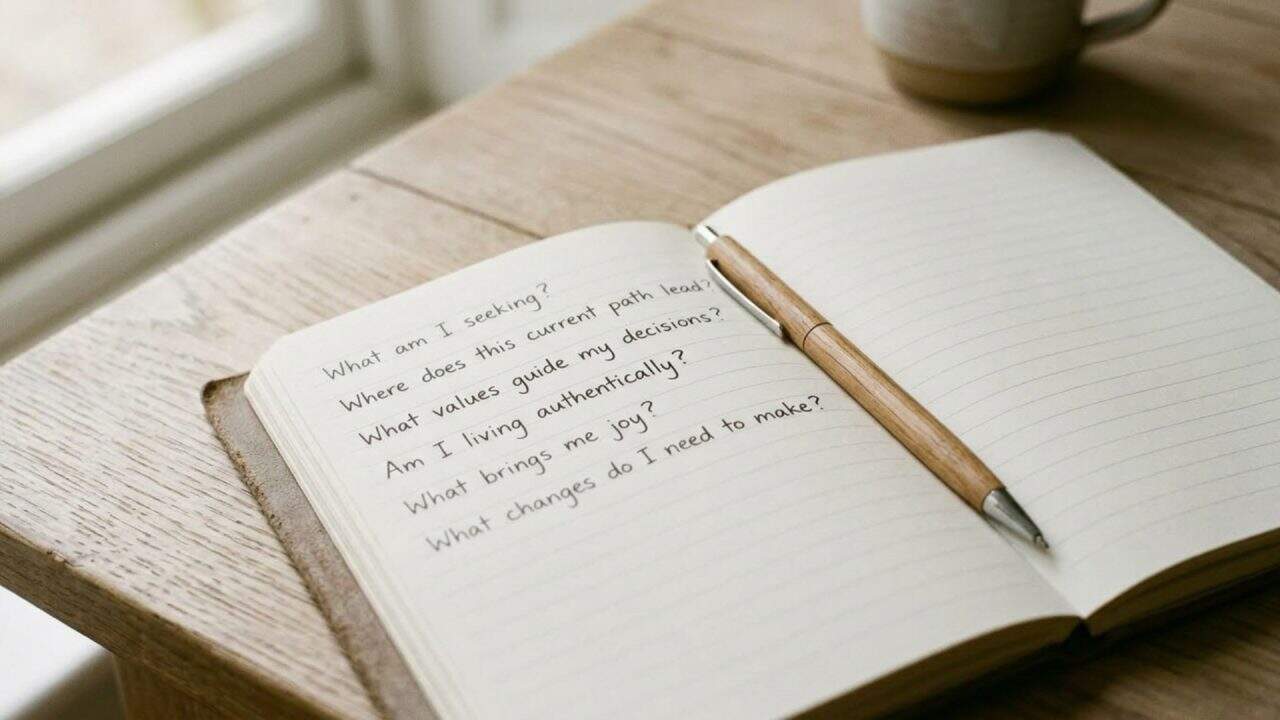 Notitieboek met reflectievragen over persoonlijke ontwikkeling